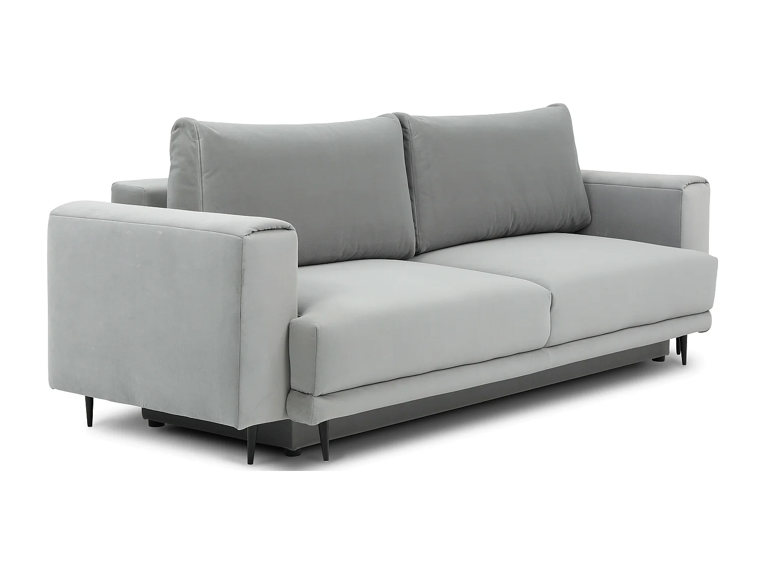 Canapé convertible design 4 places tissu doux vert olive et pieds métal noir Arkia 260cm