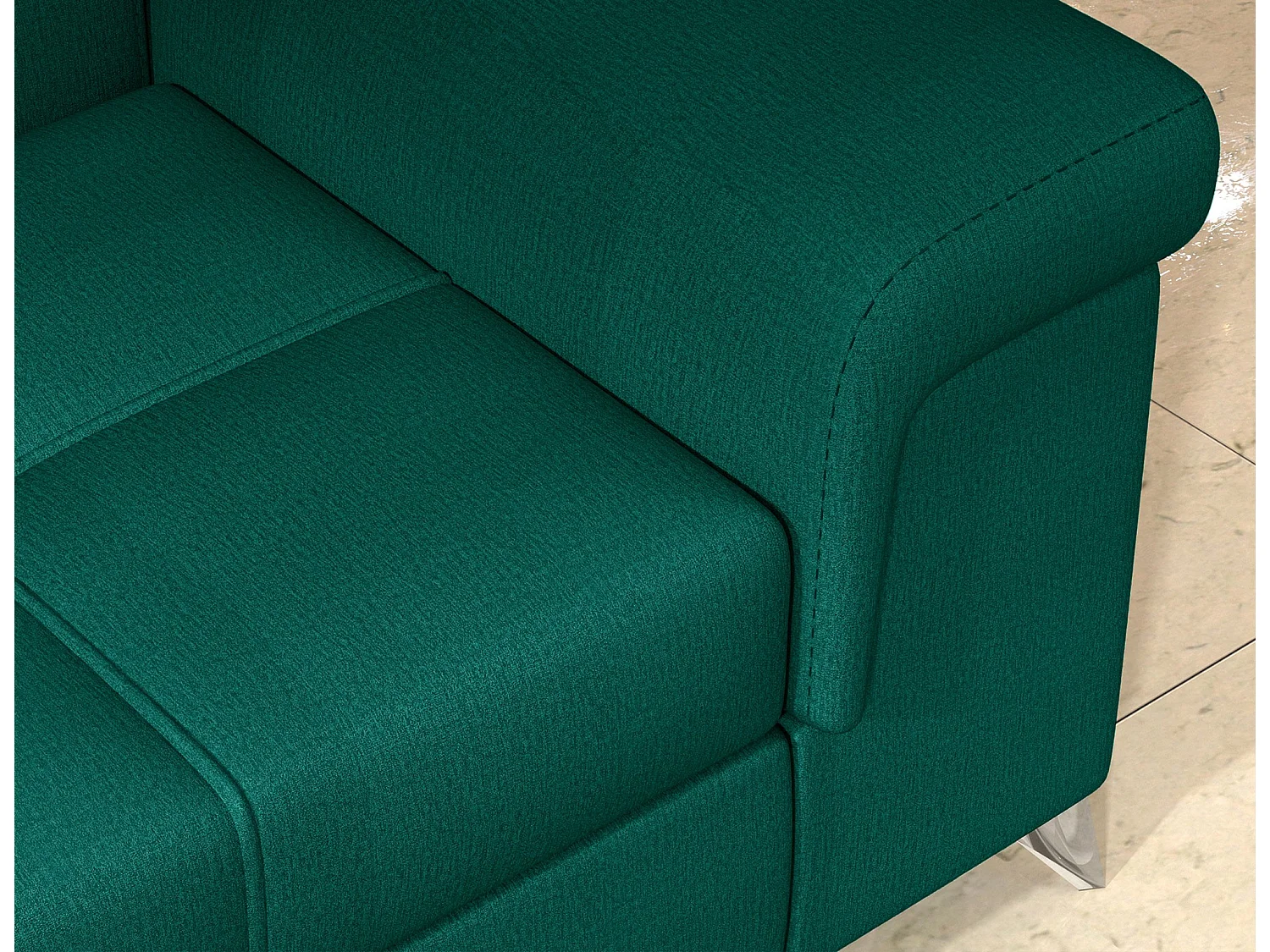 Canapé d'angle droit convertible velours vert sapin Marido 275cm