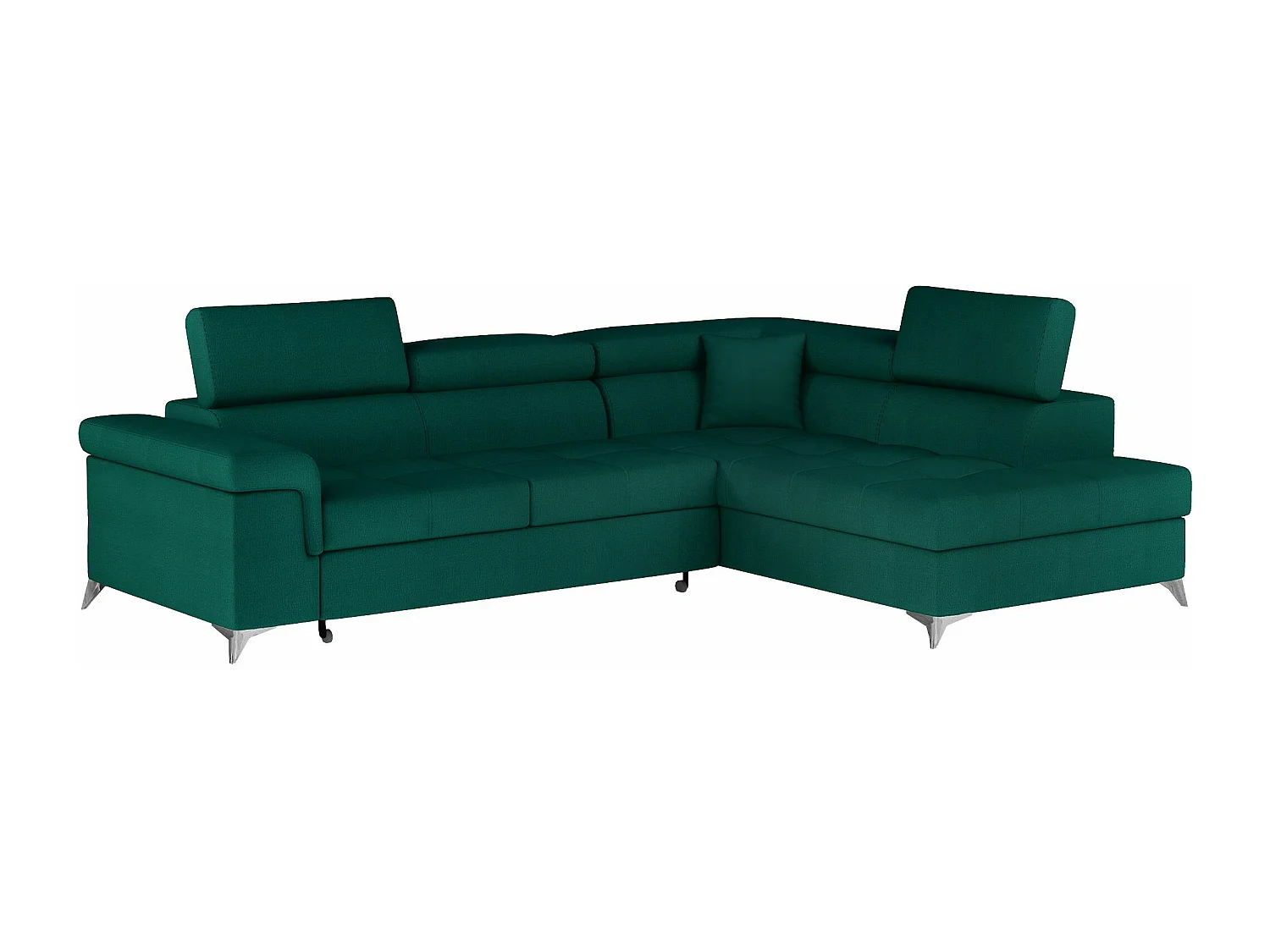 Canapé d'angle droit convertible velours vert sapin Marido 275cm