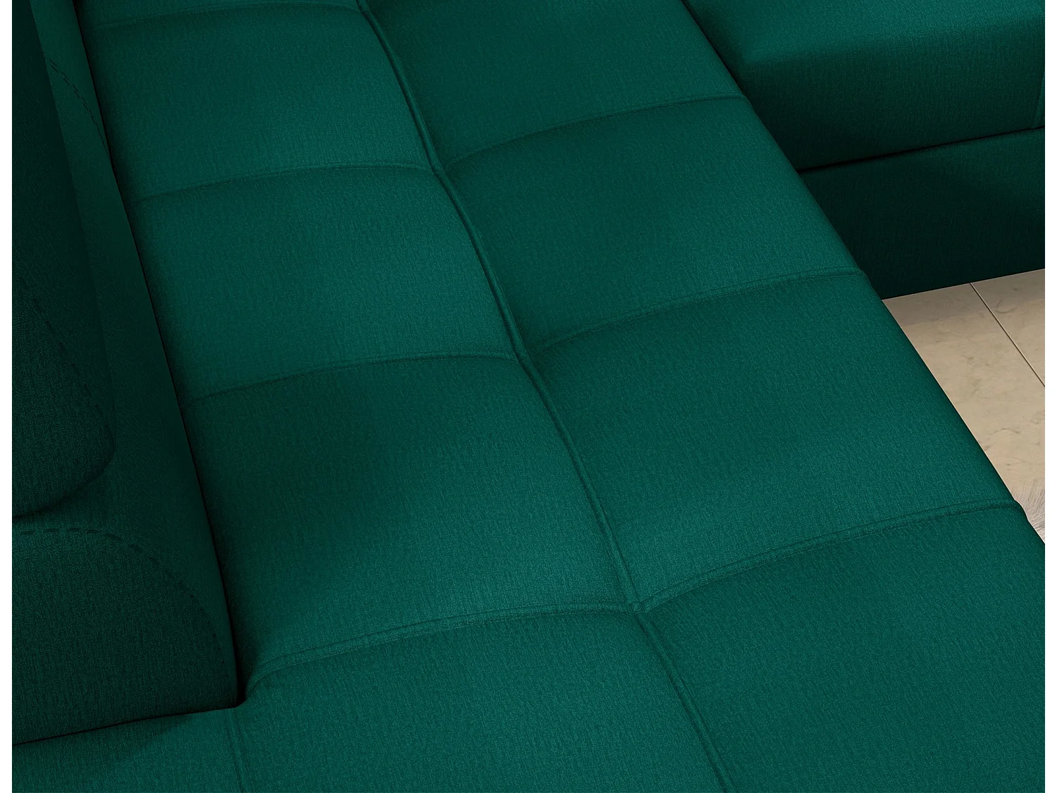 Canapé d'angle convertible velours MARIDO - Coffre et appuis-tête réglables-Vert sapin-angle droit