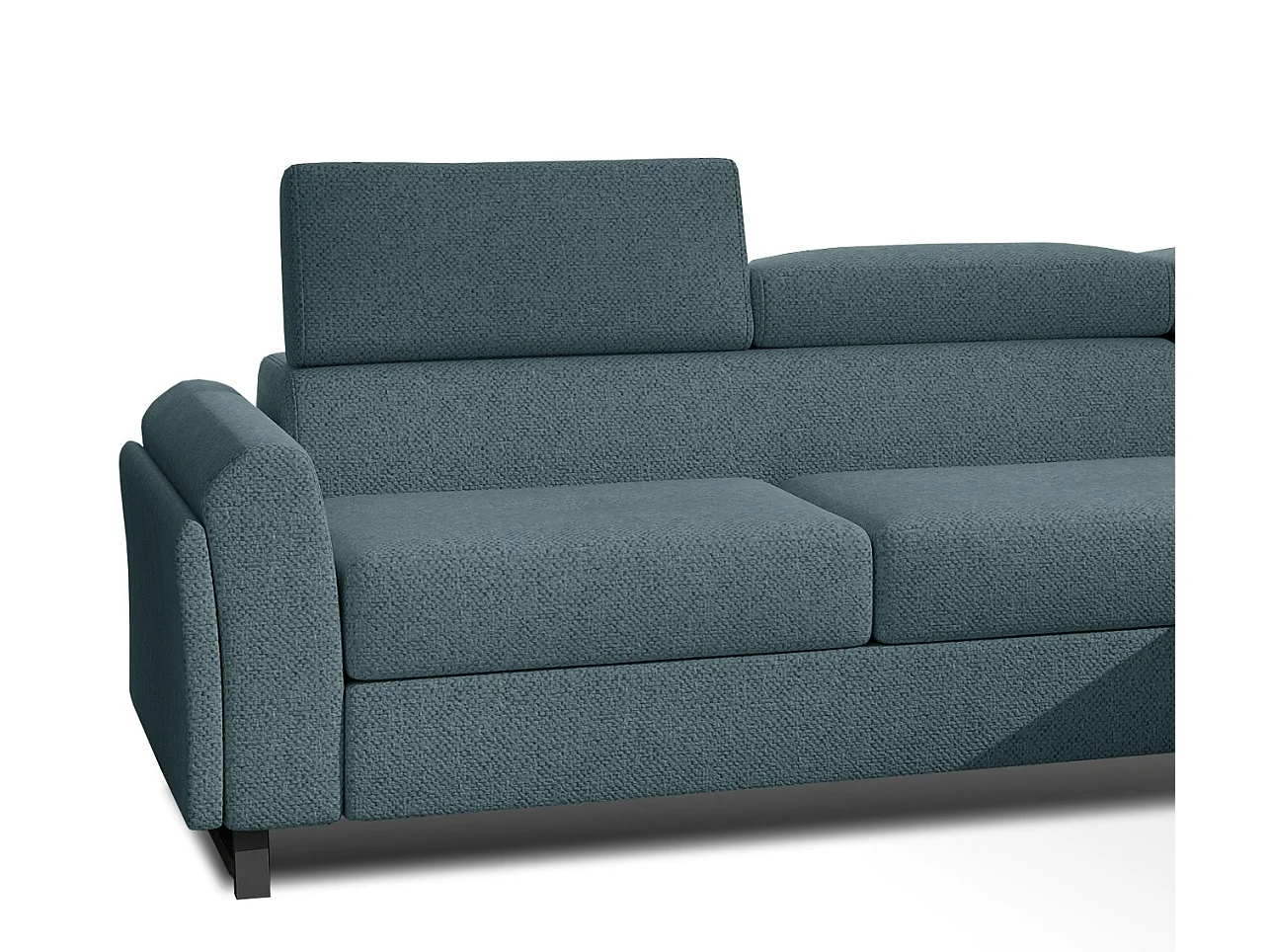 Canapé angle droit convertible tissu bleu avec appuis-tête réglables Mazerali 300cm