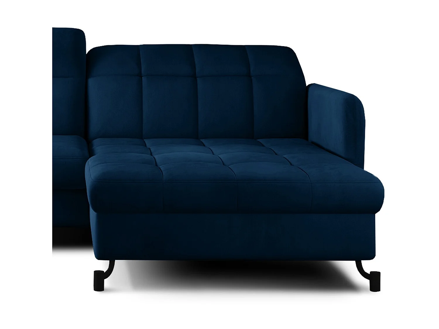 Rechte hoekbank met verstelbare hoofdsteunen donkerblauw gewatteerd fluweel Lory 225 cm