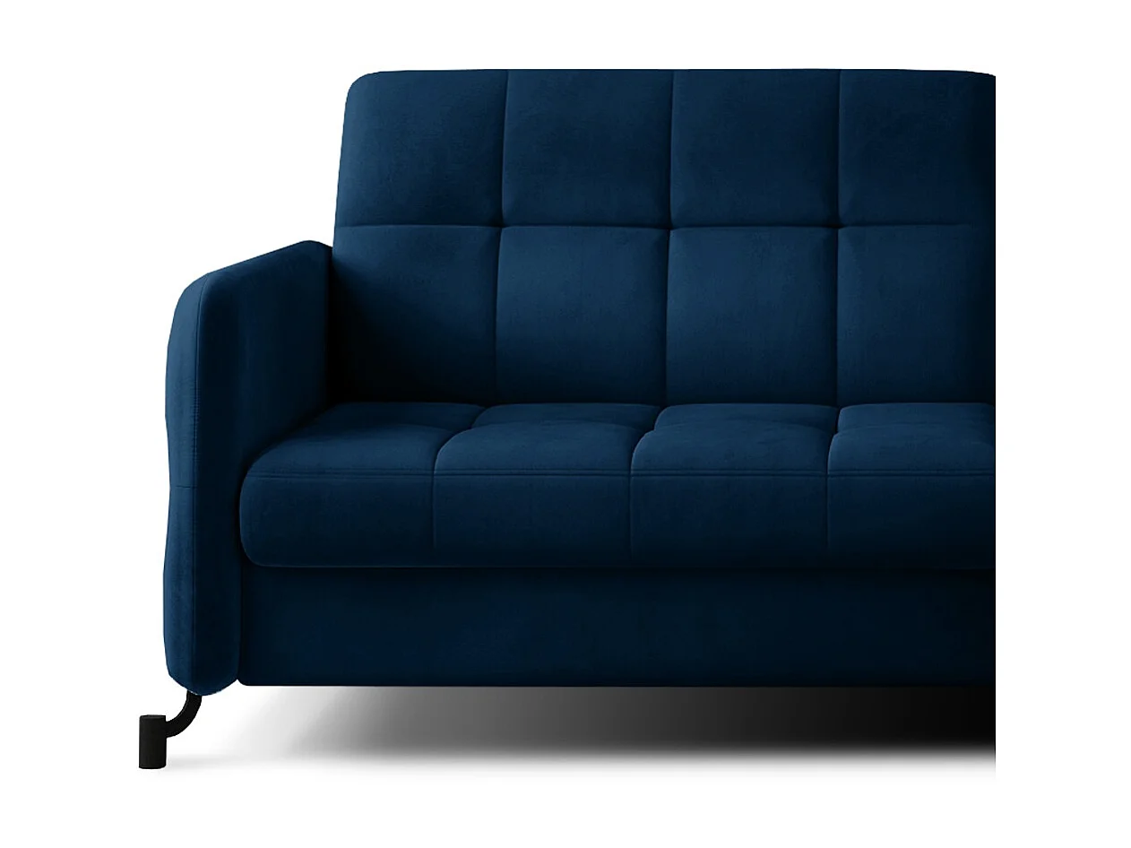 Rechte hoekbank met verstelbare hoofdsteunen donkerblauw gewatteerd fluweel Lory 225 cm