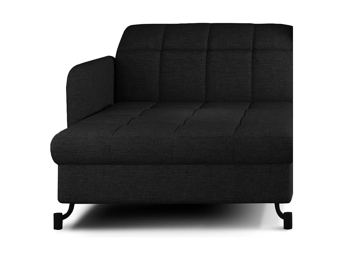 Canapé convertible tissu matelassé noir angle gauche Lory 225cm