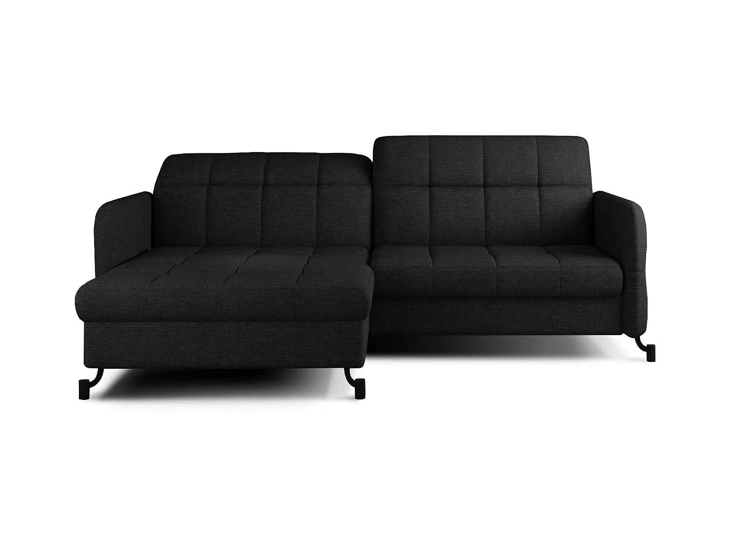Canapé convertible tissu matelassé noir angle gauche Lory 225cm