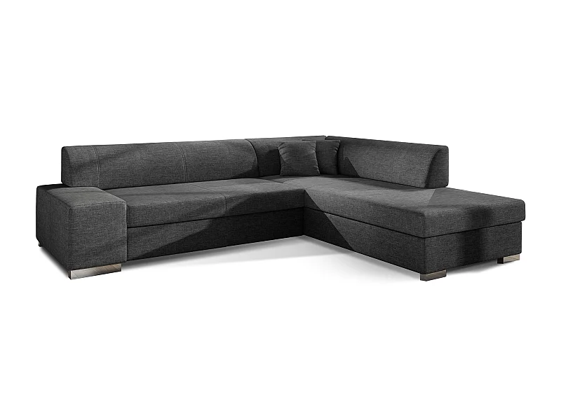 Canapé convertible moderne angle droit tissu gris foncé chiné Plazo 278cm