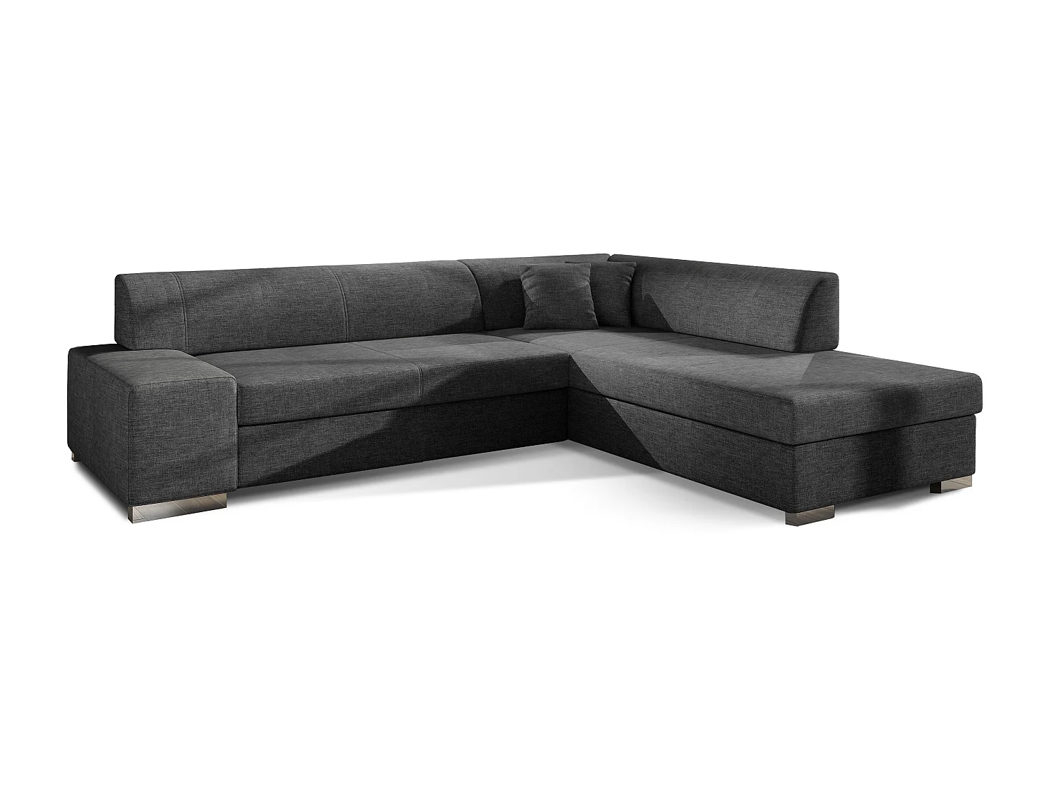 Moderne slaapbank haaks donkergrijs stof Plazo 278 cm