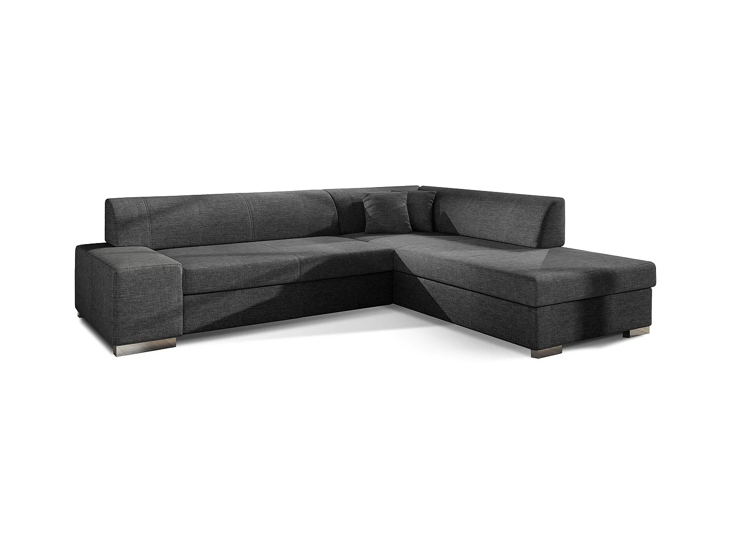 Canapé convertible moderne angle droit tissu gris foncé chiné Plazo 278cm