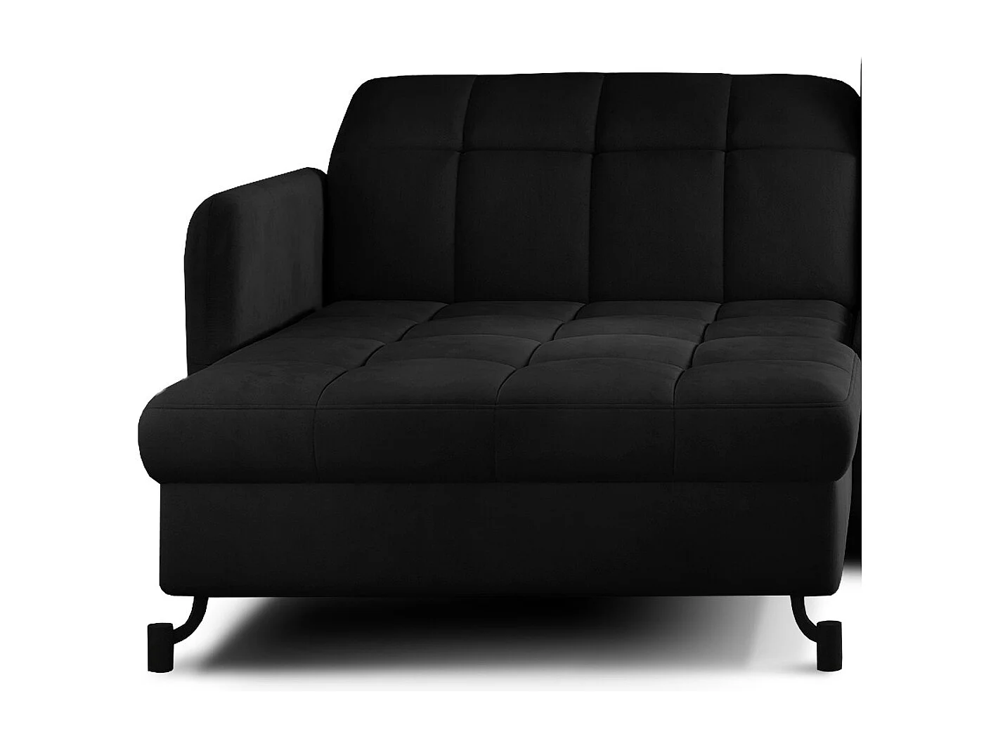 Canapé d'angle convertible velours avec coffre de rangement LORI-Noir-angle gauche