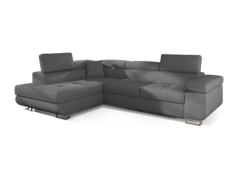 Canapé d'angle gauche convertible simili gris Marka 275cm