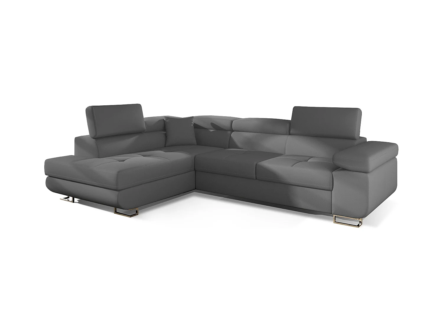 Canapé d'angle gauche convertible simili gris Marka 275cm