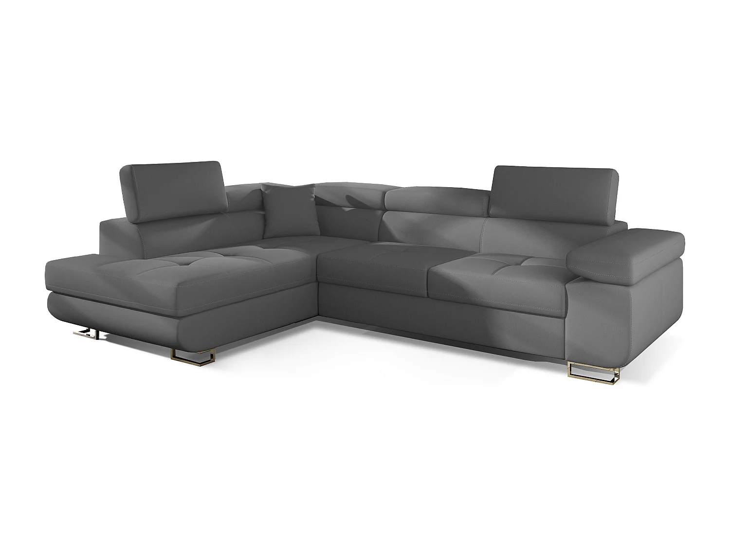 Canapé d'angle gauche convertible simili gris Marka 275cm