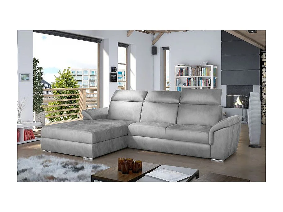 Canapé d'Angle Gauche Convertible "Iscov" 272cm Gris