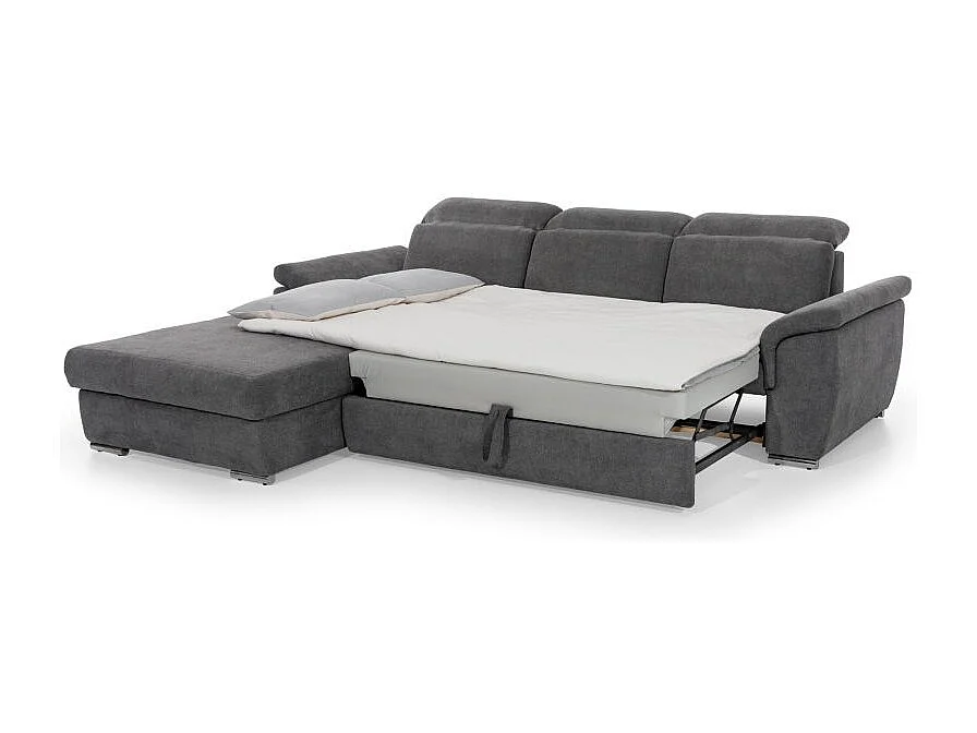 Canapé d'Angle Gauche Convertible "Iscov" 272cm Gris