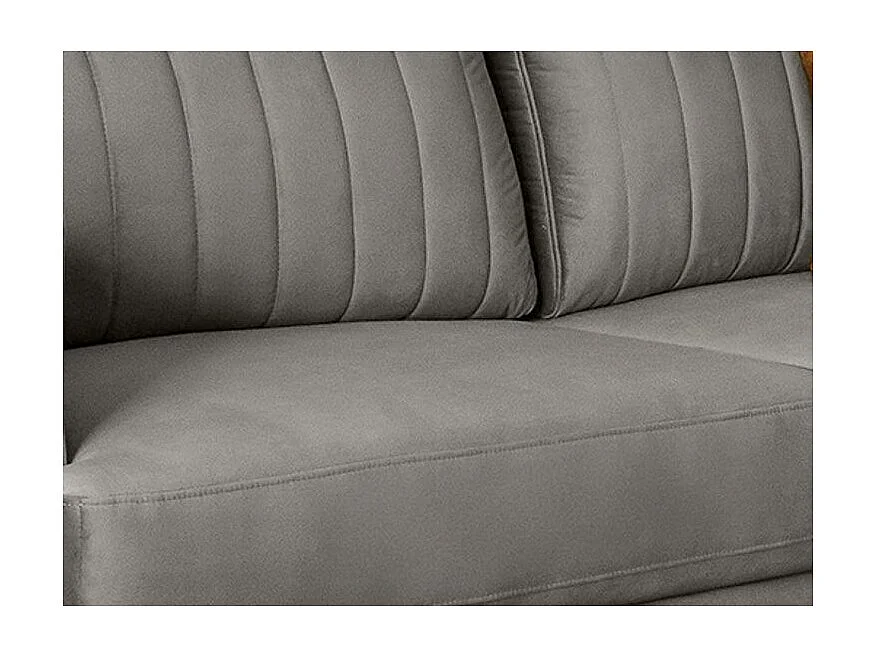 Canapé convertible design 3-4 places velours marron meuse et pieds acier chromé Eliza 250cm