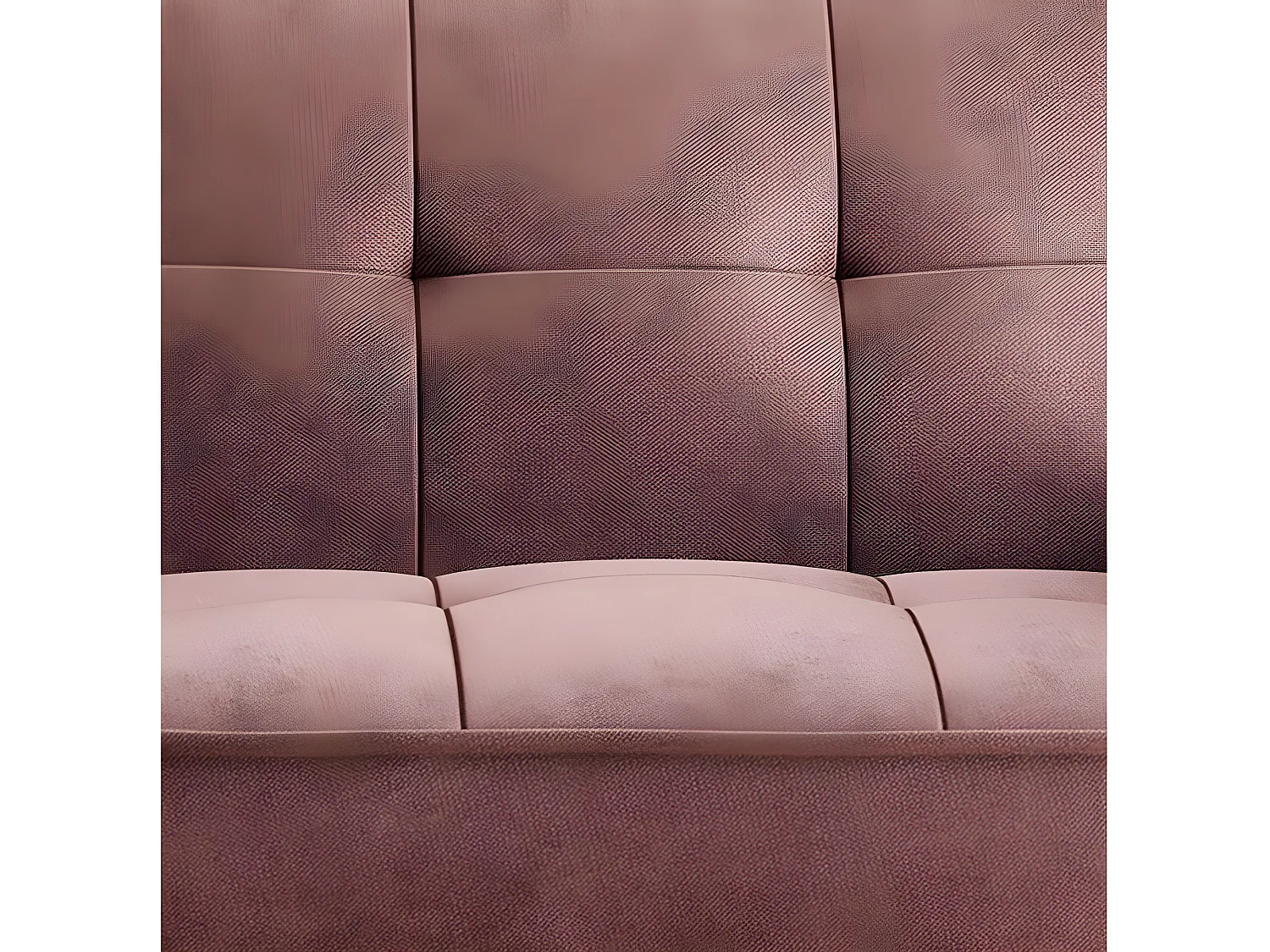 Canapé convertible 3 places tissu rouille capitonné et pieds bois noir Bizza 220cm