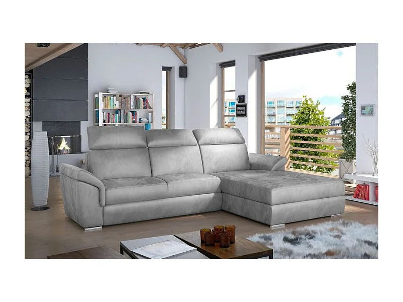 Canapé d'Angle Gauche Convertible "Viscot" 272cm Gris