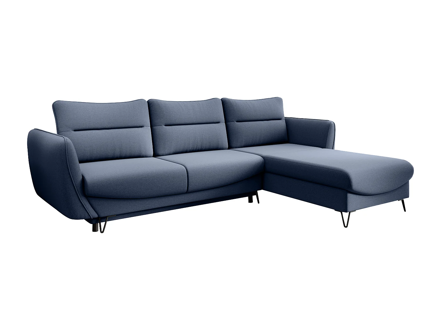 Canapé d'angle droit convertible tissu bleu clair Zurik 276cm