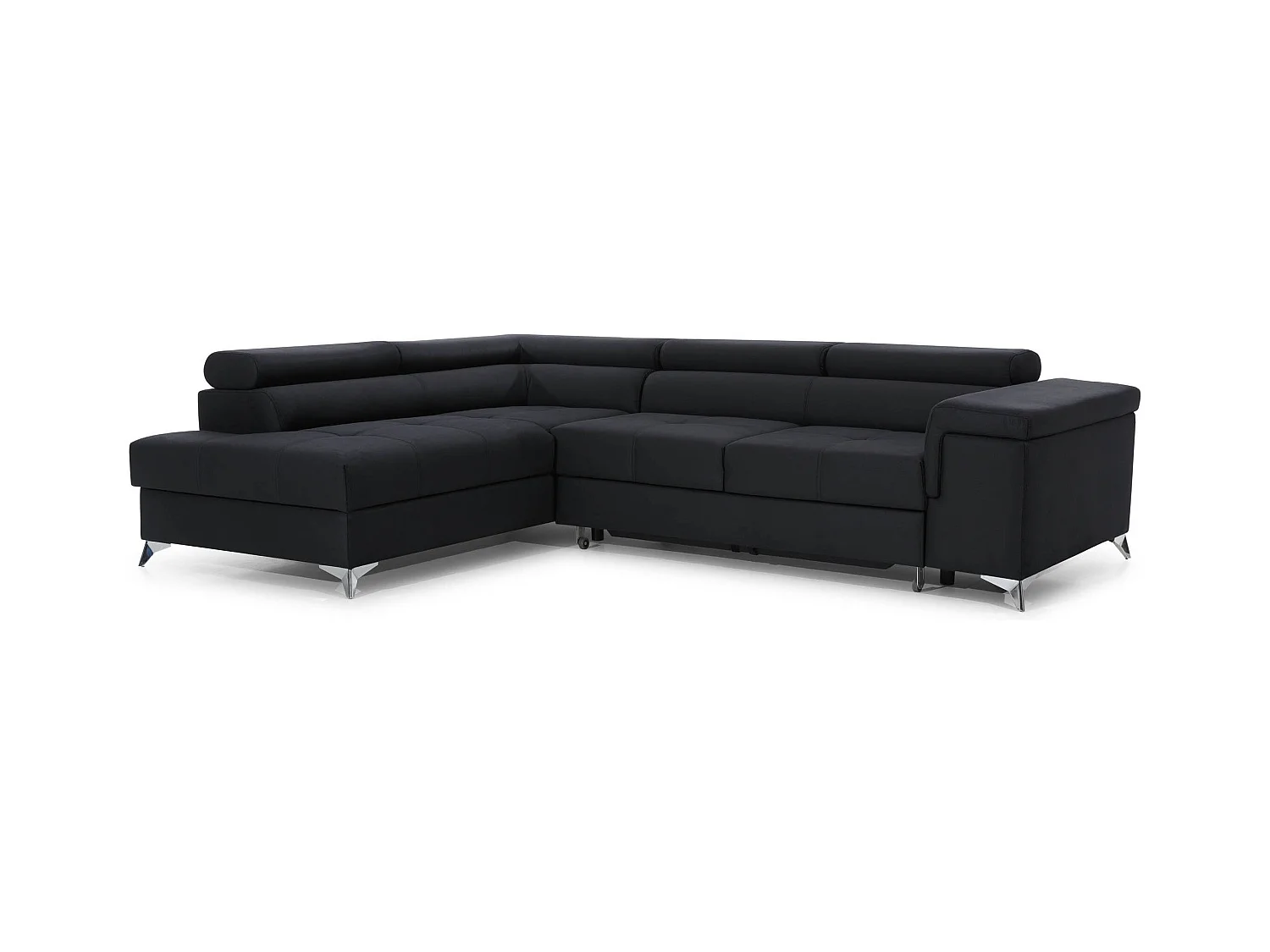 Canapé d'angle gauche convertible tissu noir Marido 275cm