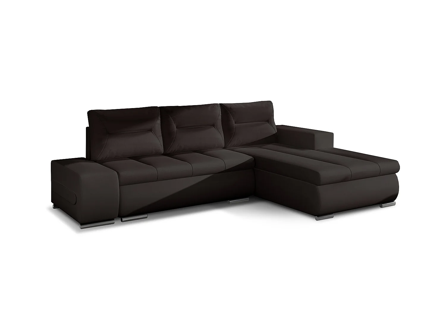 Canapé d'angle droit convertible simili cuir marron Waker 275cm