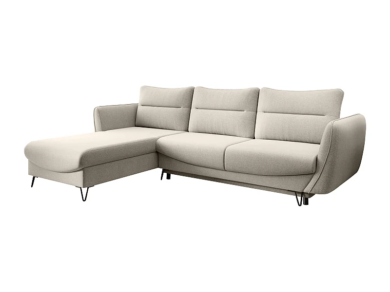 Canapé d'angle gauche convertible tissu crème Zurik 276cm