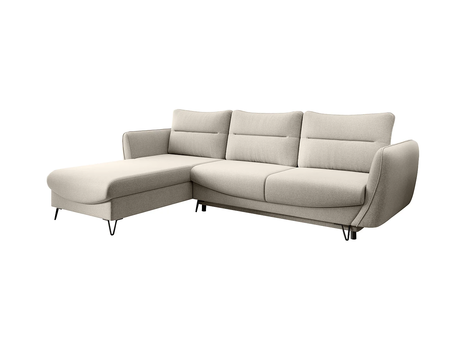 Canapé d'angle gauche convertible tissu crème Zurik 276cm