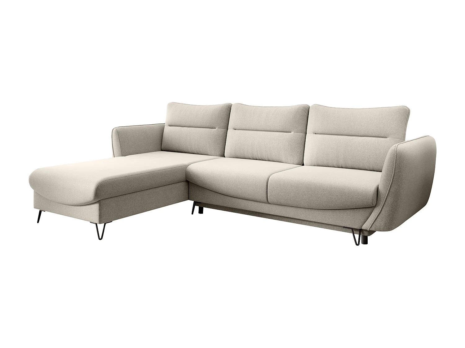 Canapé d'angle gauche convertible tissu crème Zurik 276cm