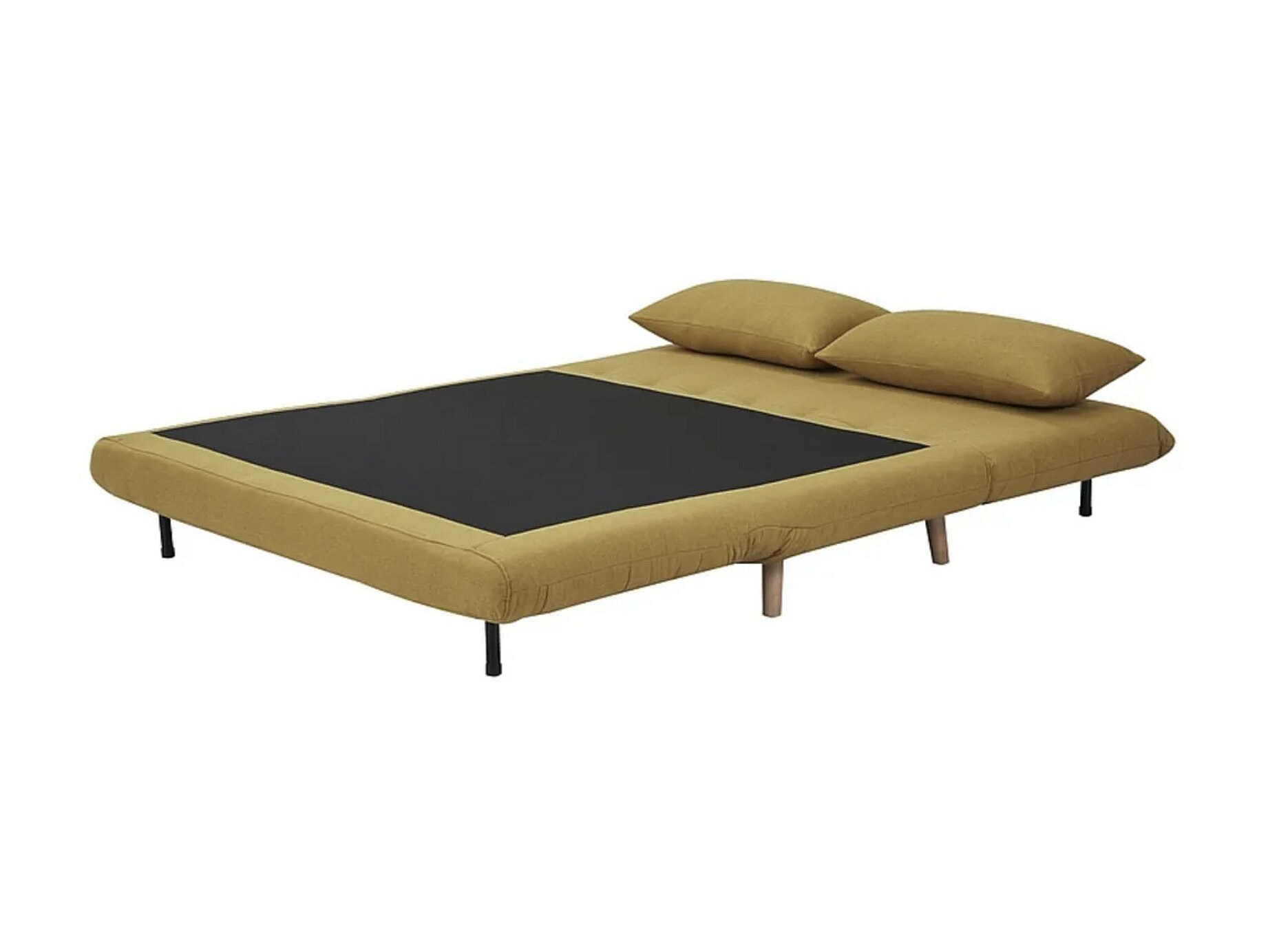 Canapé Convertible 2 Places Gris Foncé - Guesta - Pieds Bois. Banquette