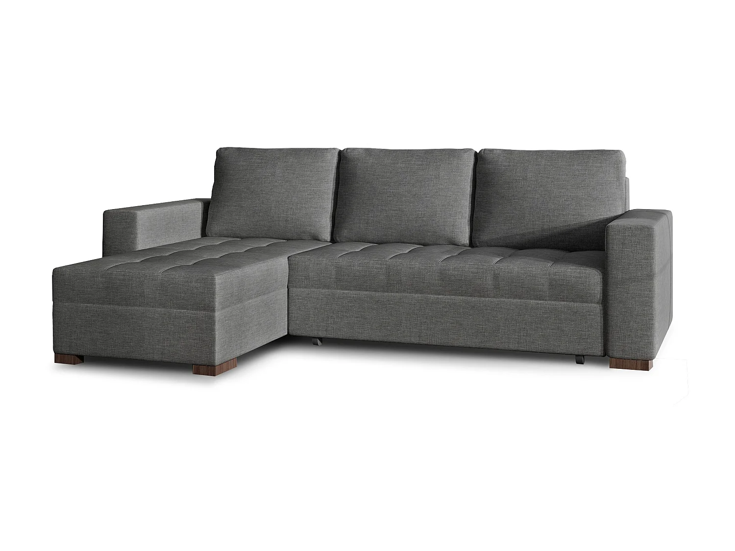 Converteerbare en omkeerbare hoekbank donkergrijze stof Zelly 237 cm