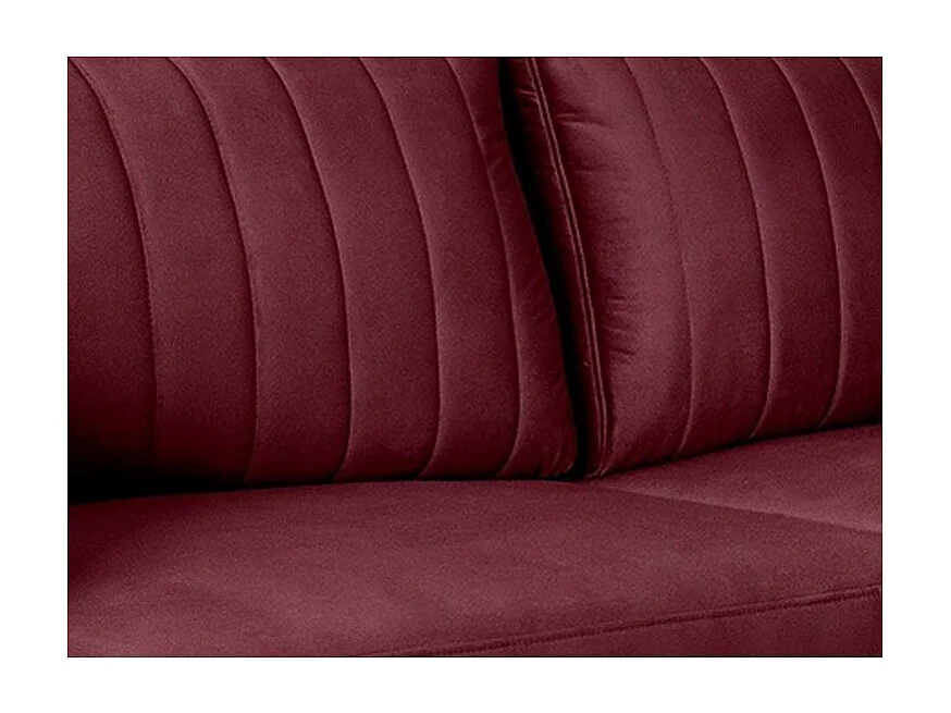 Canapé convertible design 3-4 places velours bordeaux et pieds acier chromé Eliza 250cm