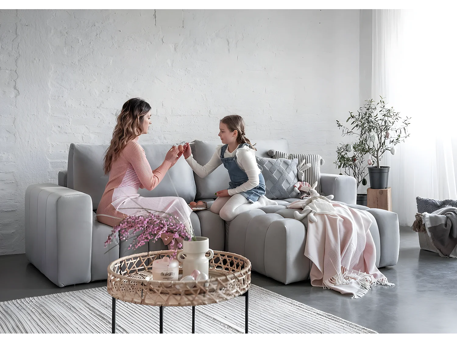 Canapé convertible design velours matelassé bordeaux angle gauche Bozen 250cm