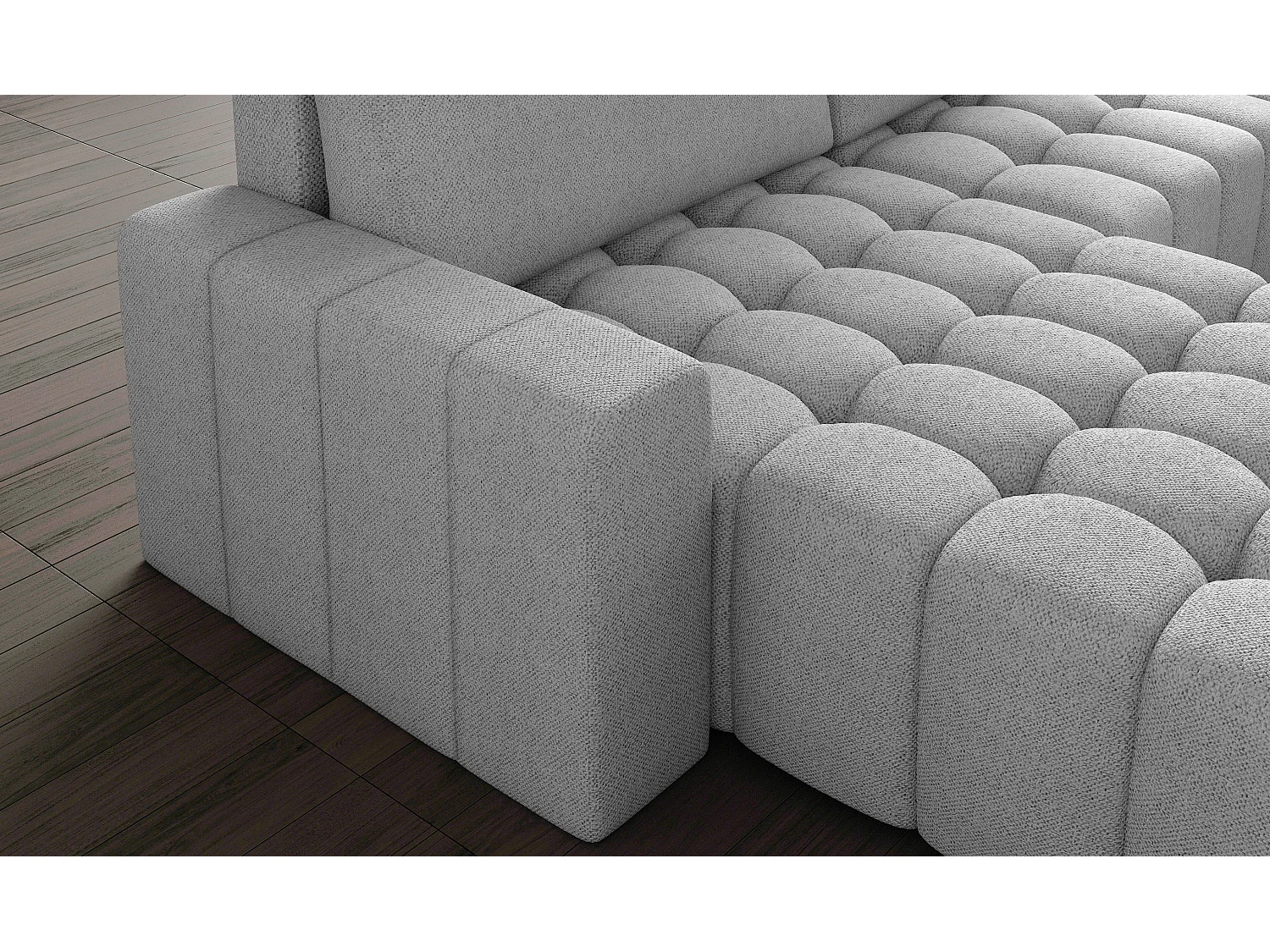 Canapé convertible design velours matelassé bordeaux angle gauche Bozen 250cm