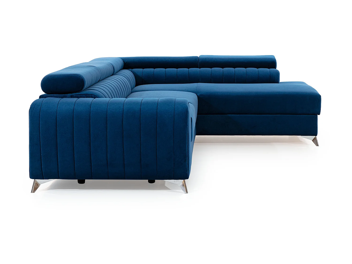 Canapé angle droit convertible avec appuis-tête réglables velours vert foncé Lozan 275cm