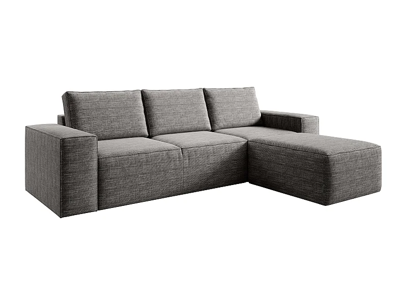 Canapé d'angle droit convertible moderne tissu beige foncé chiné Willace 302cm