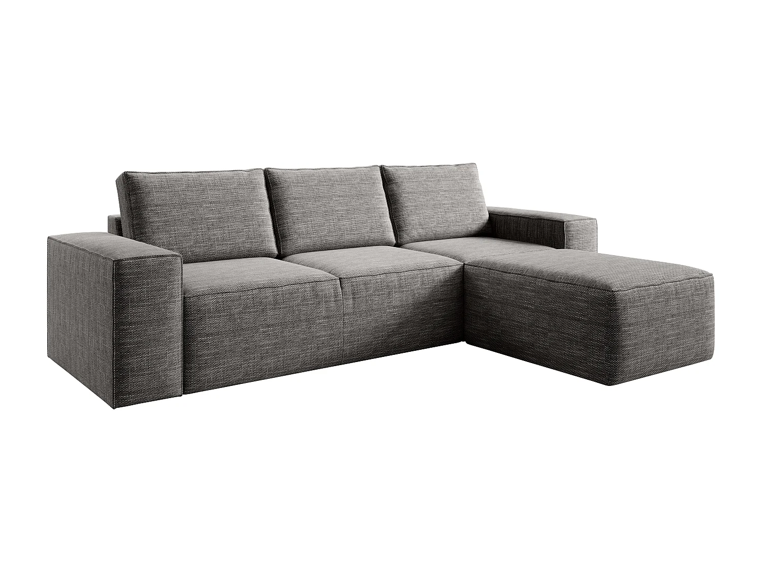 Moderne rechtse converteerbare hoekbank in gemêleerde donkerbeige stof Willace 302 cm