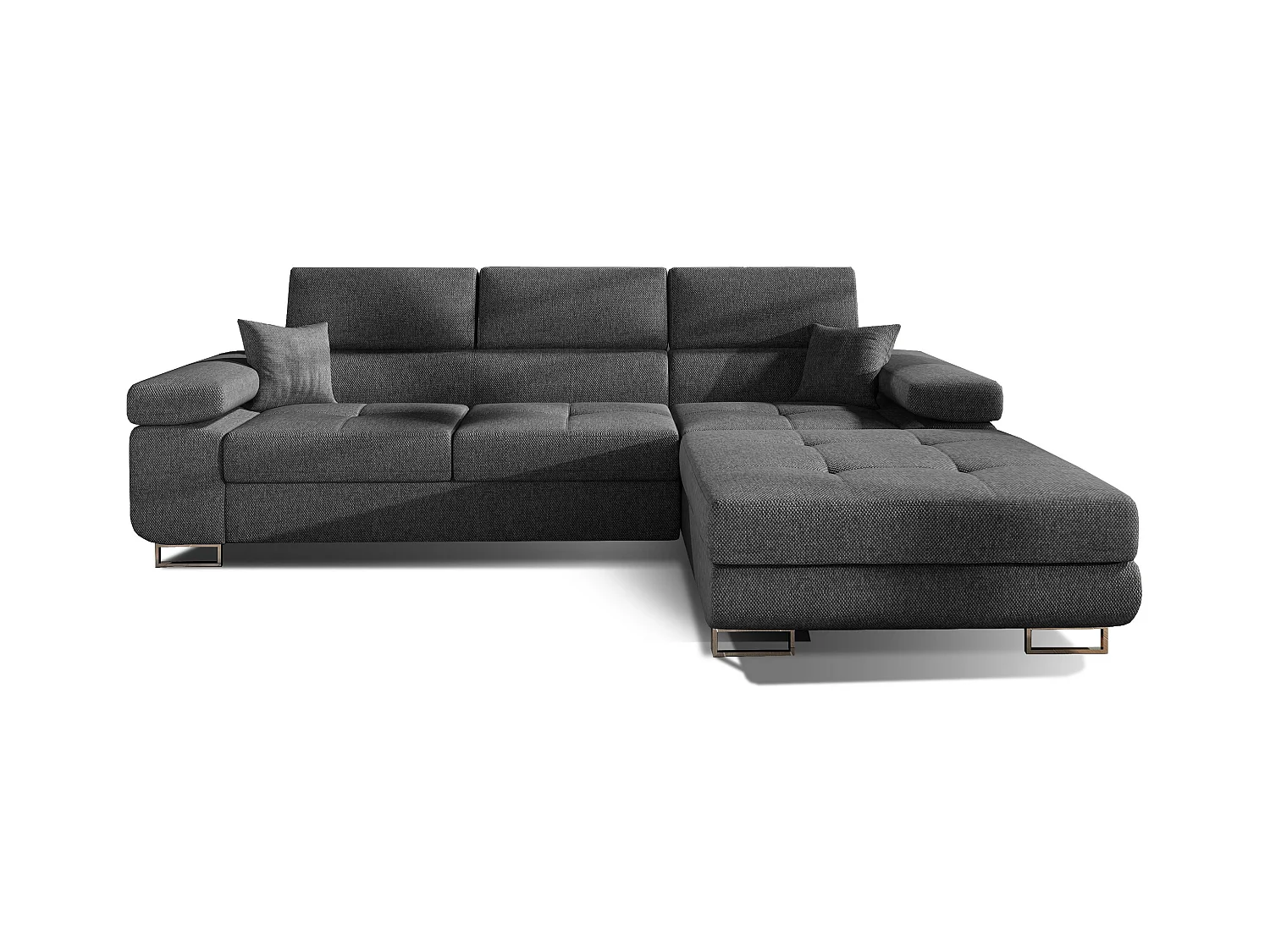 Canapé convertible d'angle droit tissu gris foncé avec rangement Wile 280cm