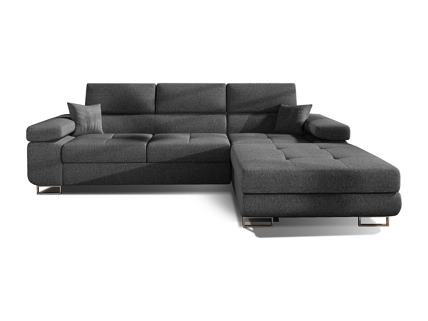 Canapé convertible d'angle droit tissu gris foncé avec rangement Wile 280cm