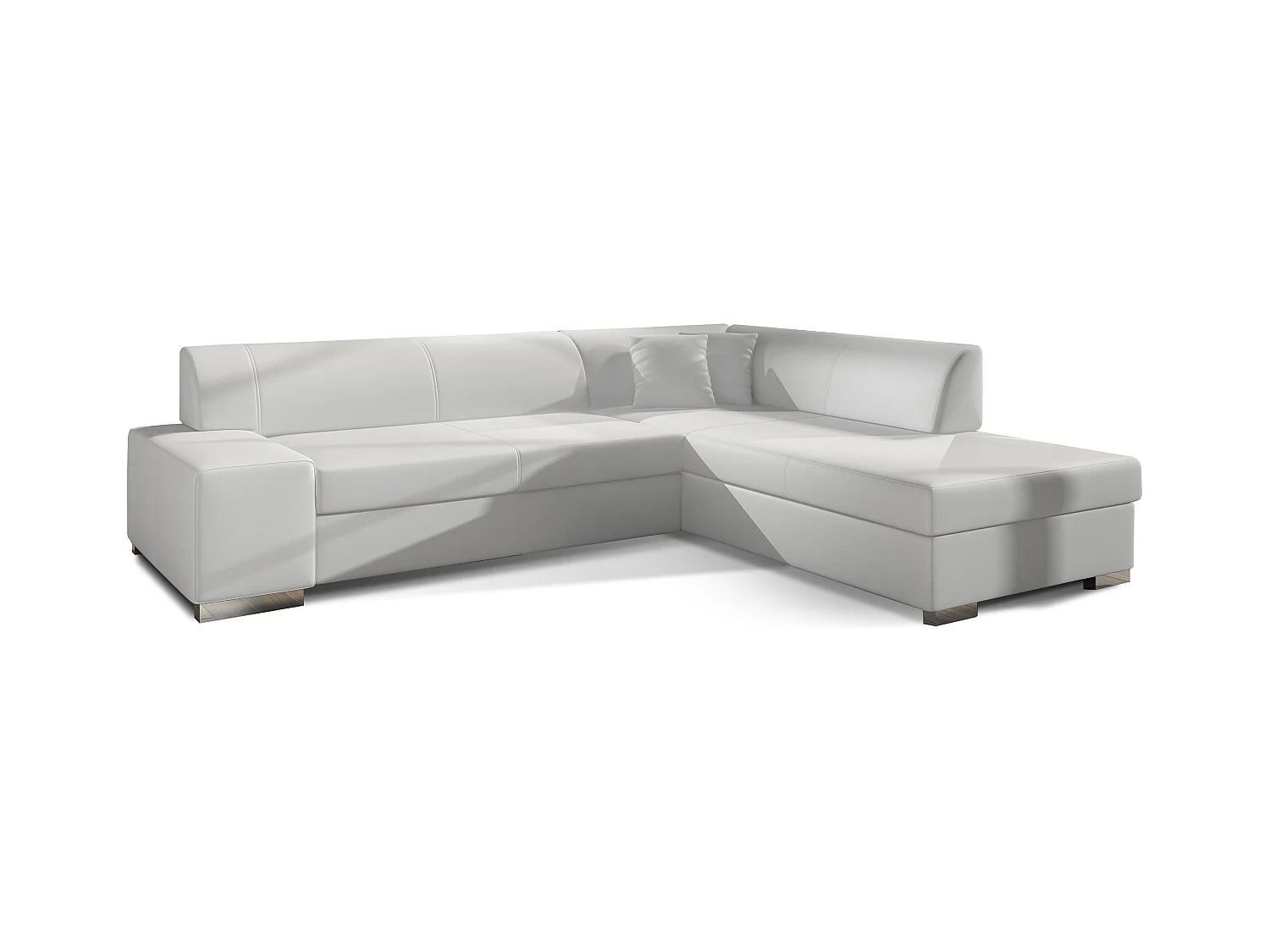 Canapé convertible moderne angle droit simili cuir blanc Plazo 278cm