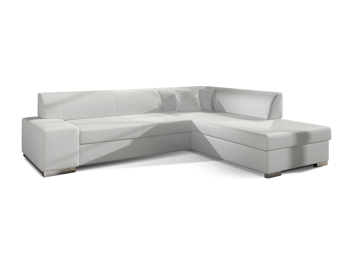 Canapé convertible moderne angle droit simili cuir blanc Plazo 278cm