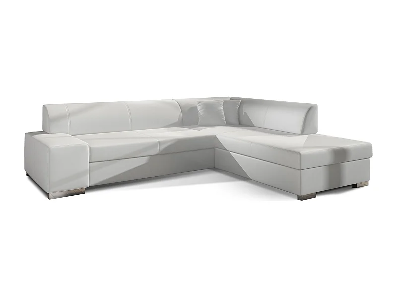 Canapé convertible moderne angle droit simili cuir blanc Plazo 278cm