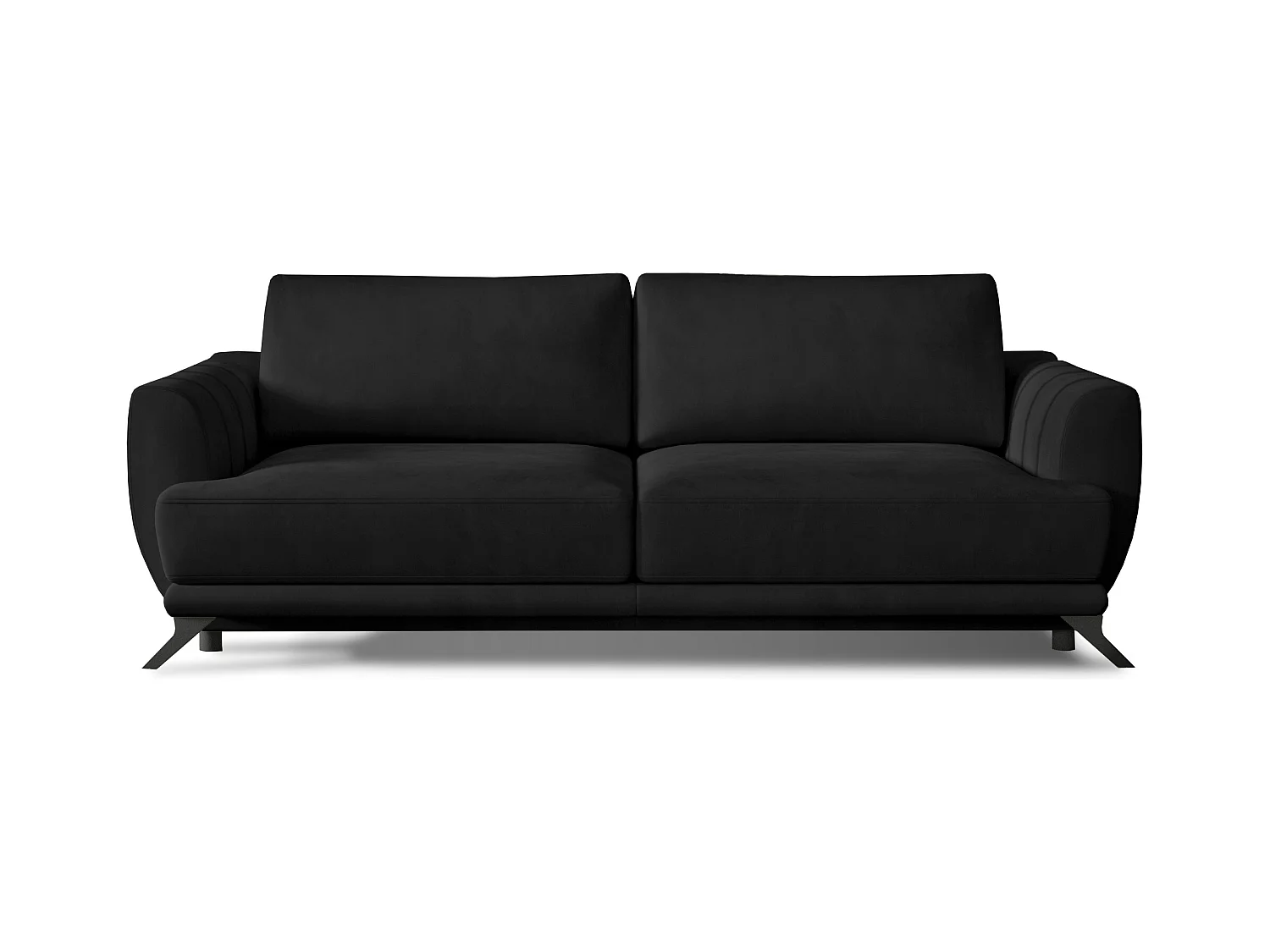 Canapé convertible 3-4 places velours noir et pieds métal noir Zora 250cm