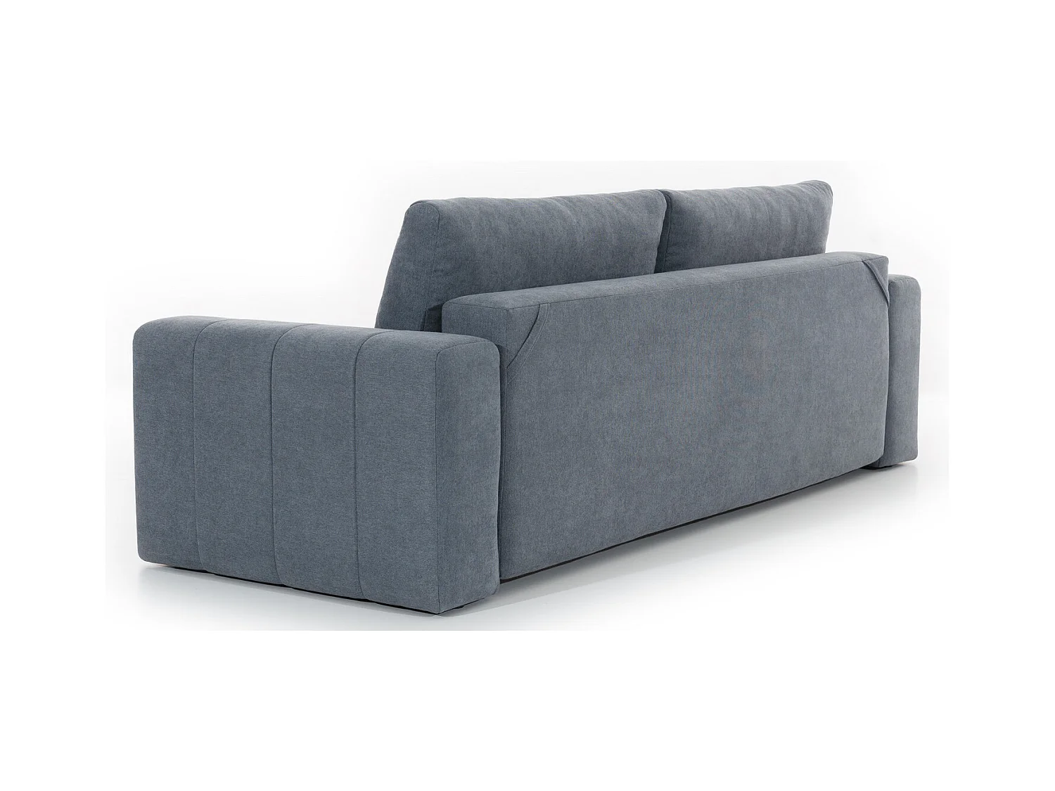 Canapé convertible 3 places velours bleu avec coffre de rangement Larko 245cm
