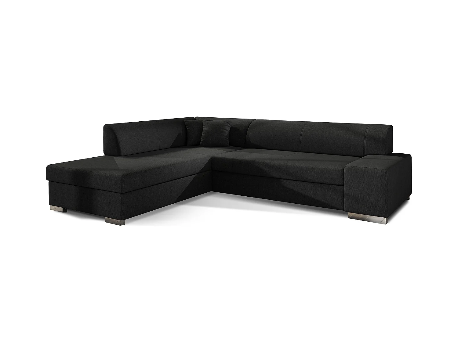 Canapé convertible moderne angle gauche tissu noir Plazo 278cm