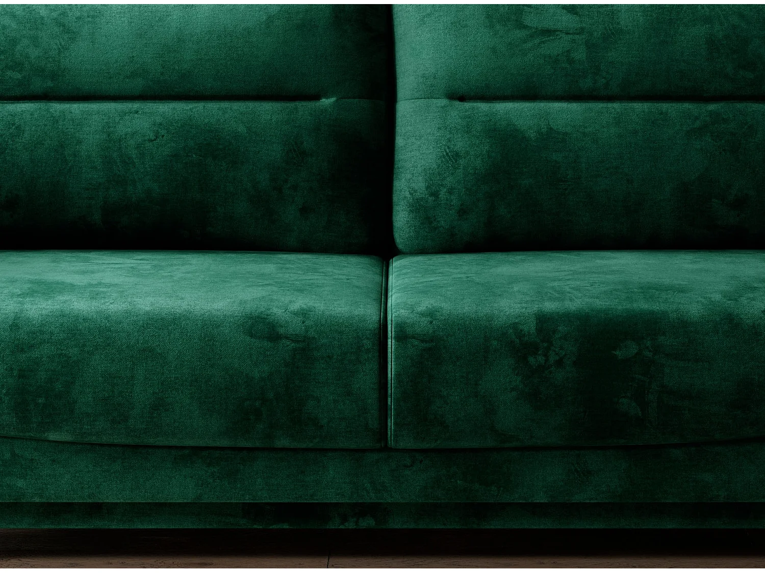 Canapé droit convertible velours ZURIK - Coffre de rangement et pieds métal noir-Vert