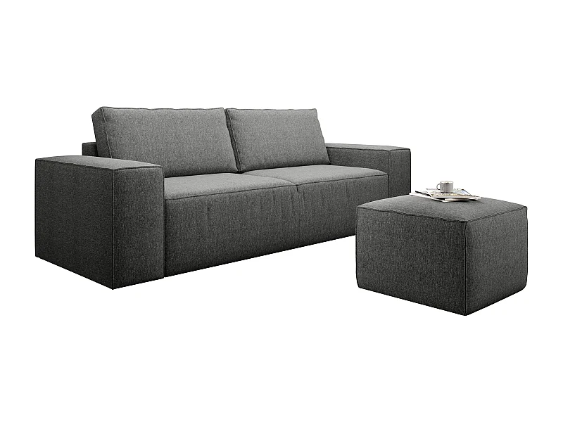 Canapé convertible 4 places tissu gris chiné Willace 260cm