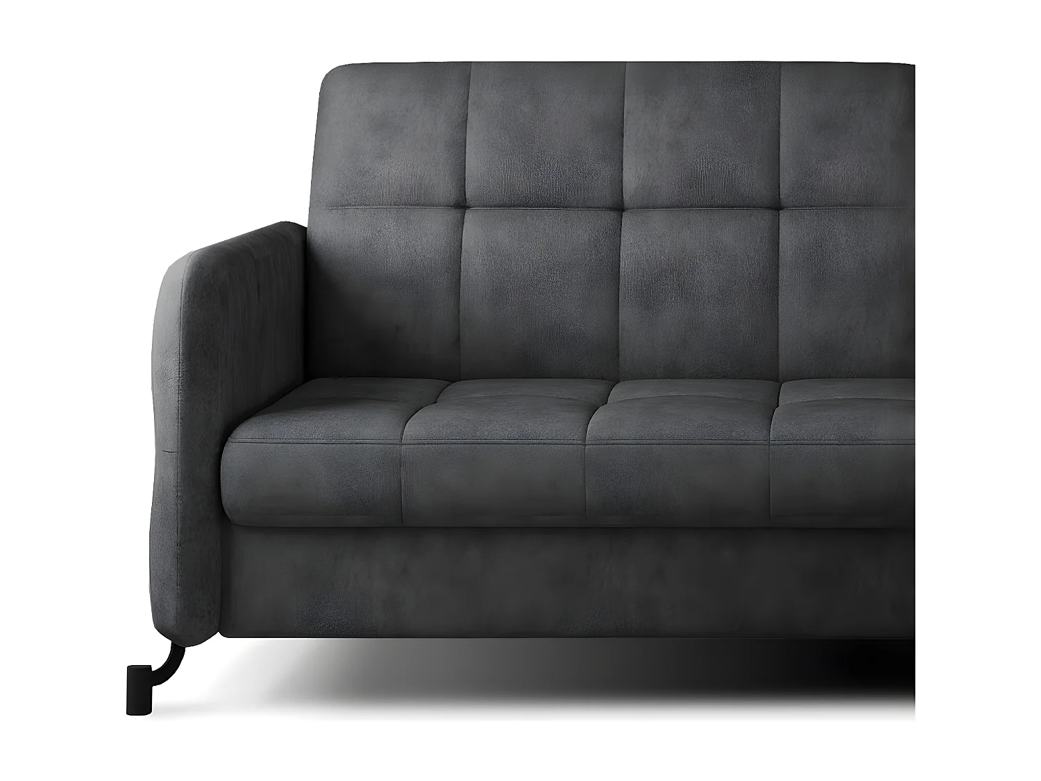 Haakse slaapbank met verstelbare hoofdsteunen Lory antraciet gewatteerde stof 225 cm