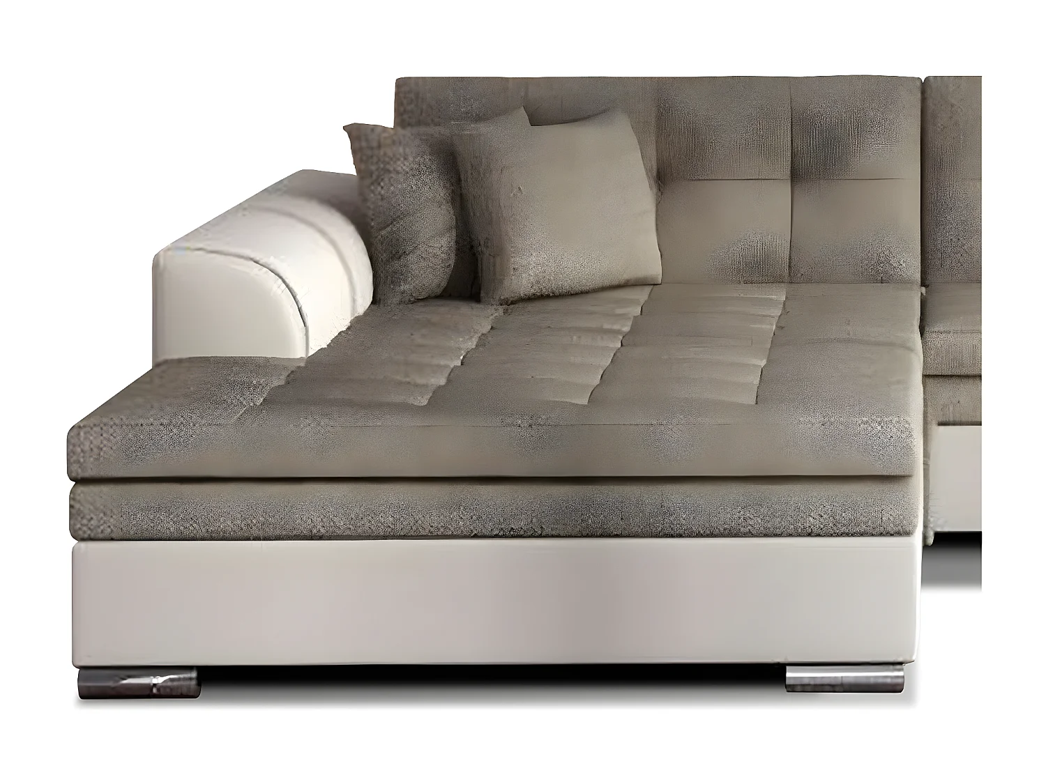 Canapé d'angle gauche convertible 4 places tissu et simili beige Looka 295cm