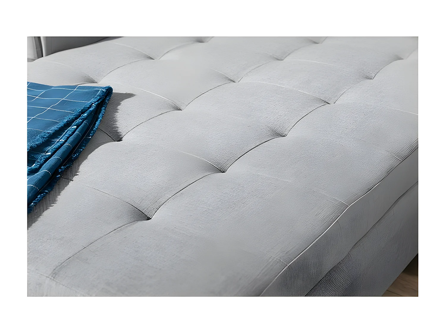 Canapé d'angle gauche convertible 4 places tissu et simili beige Looka 295cm