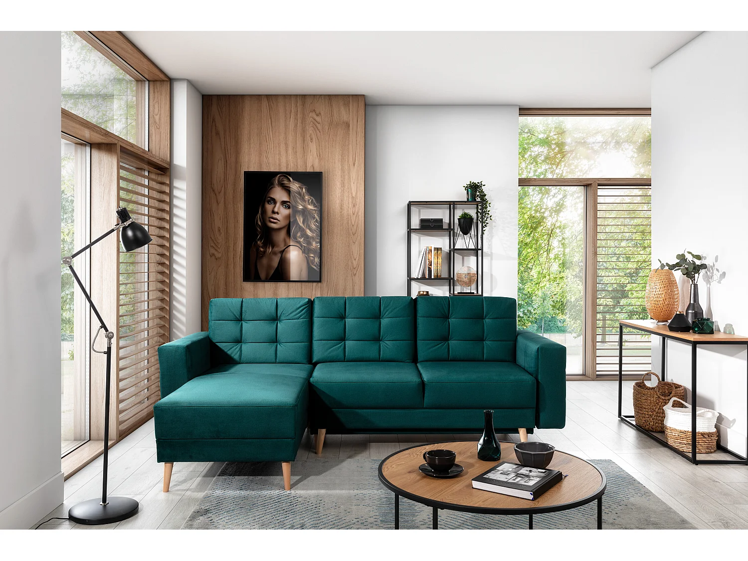 Canapé d'angle réversible et convertible tissu marron Anska 250cm