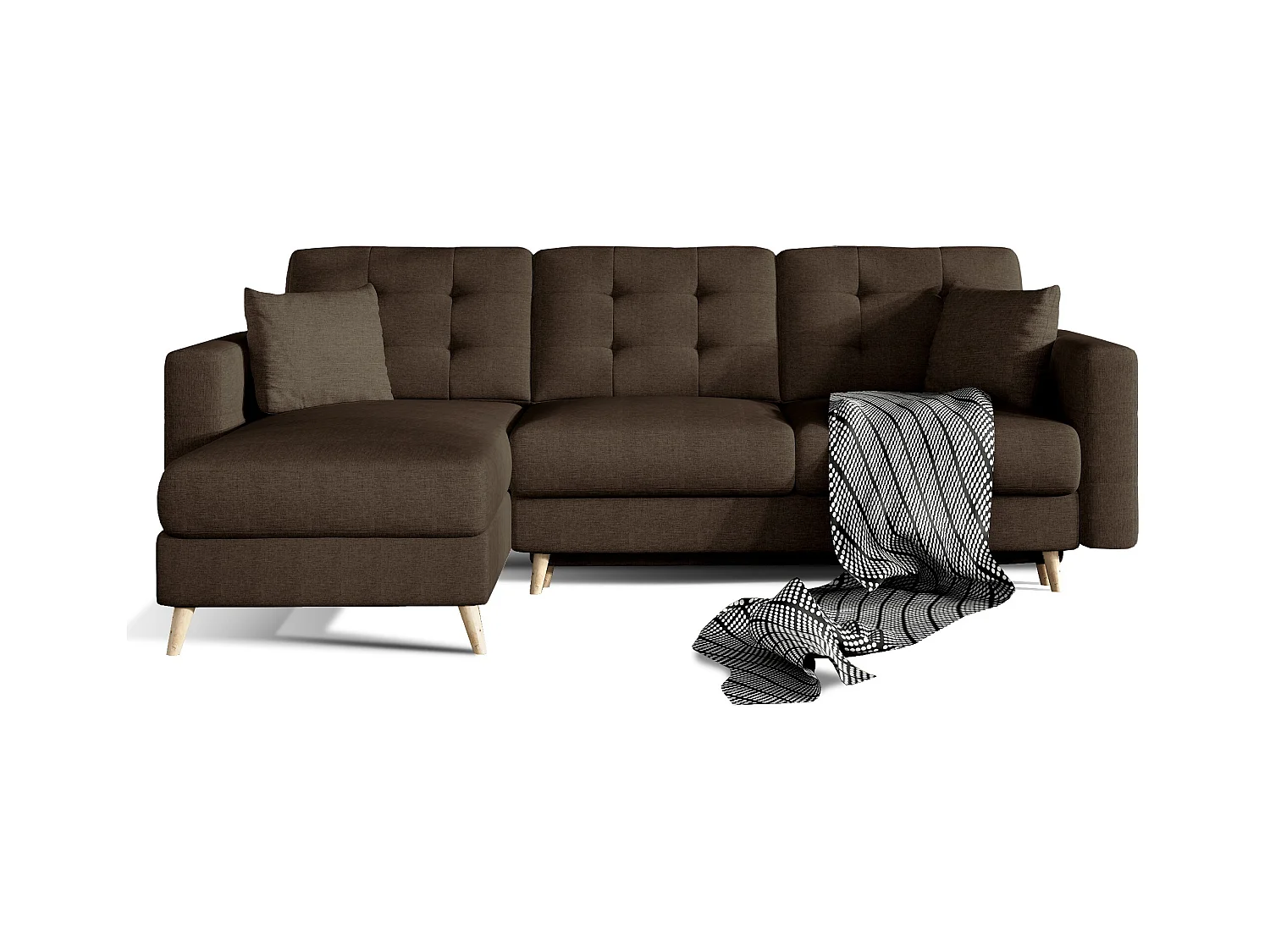 Canapé d'angle réversible et convertible tissu marron Anska 250cm